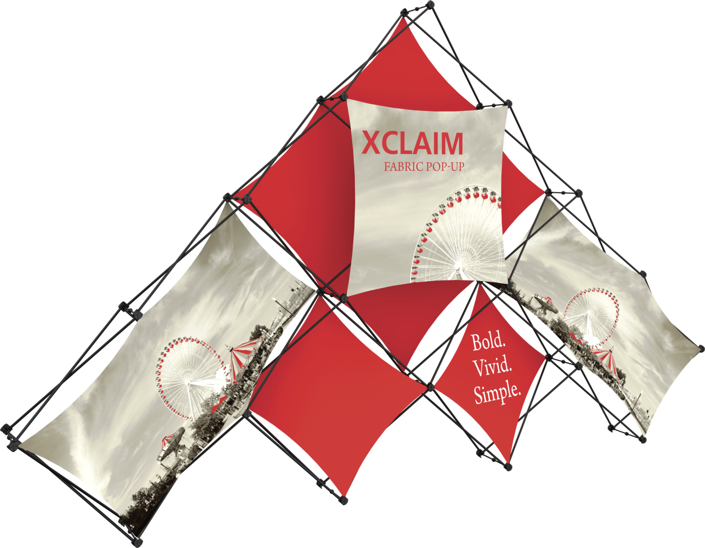 Xclaim 14ft 10 Quad Pyramid Fabric Popup Display Kit 01
